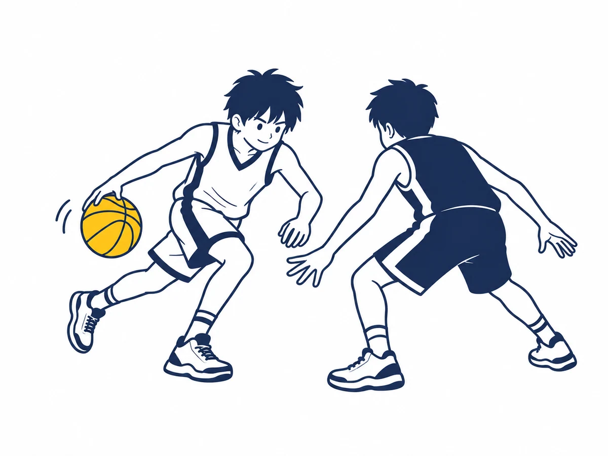 相手の反応を見てドリブルで抜きにいく選手
